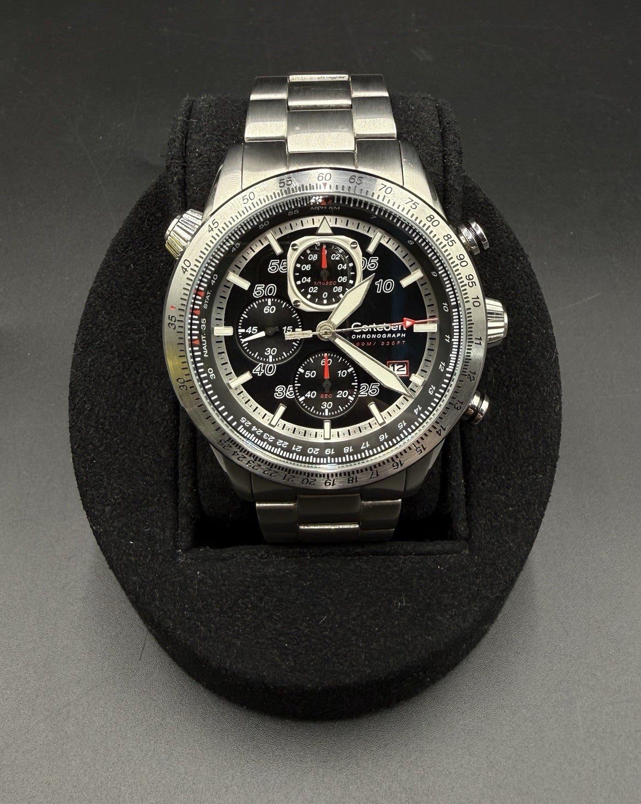 Cortebert Elevation Men’s 44MM Pilot Chronograph Date Watch CB-3003 - Slide Rule