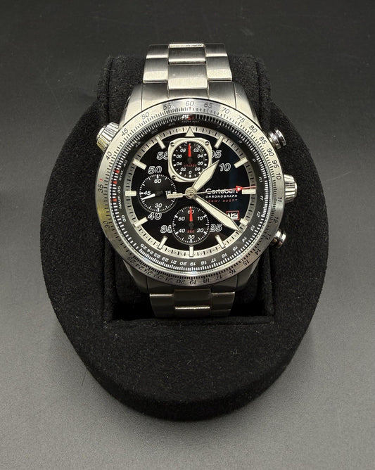 Cortebert Elevation Men’s 44MM Pilot Chronograph Date Watch CB-3003 - Slide Rule