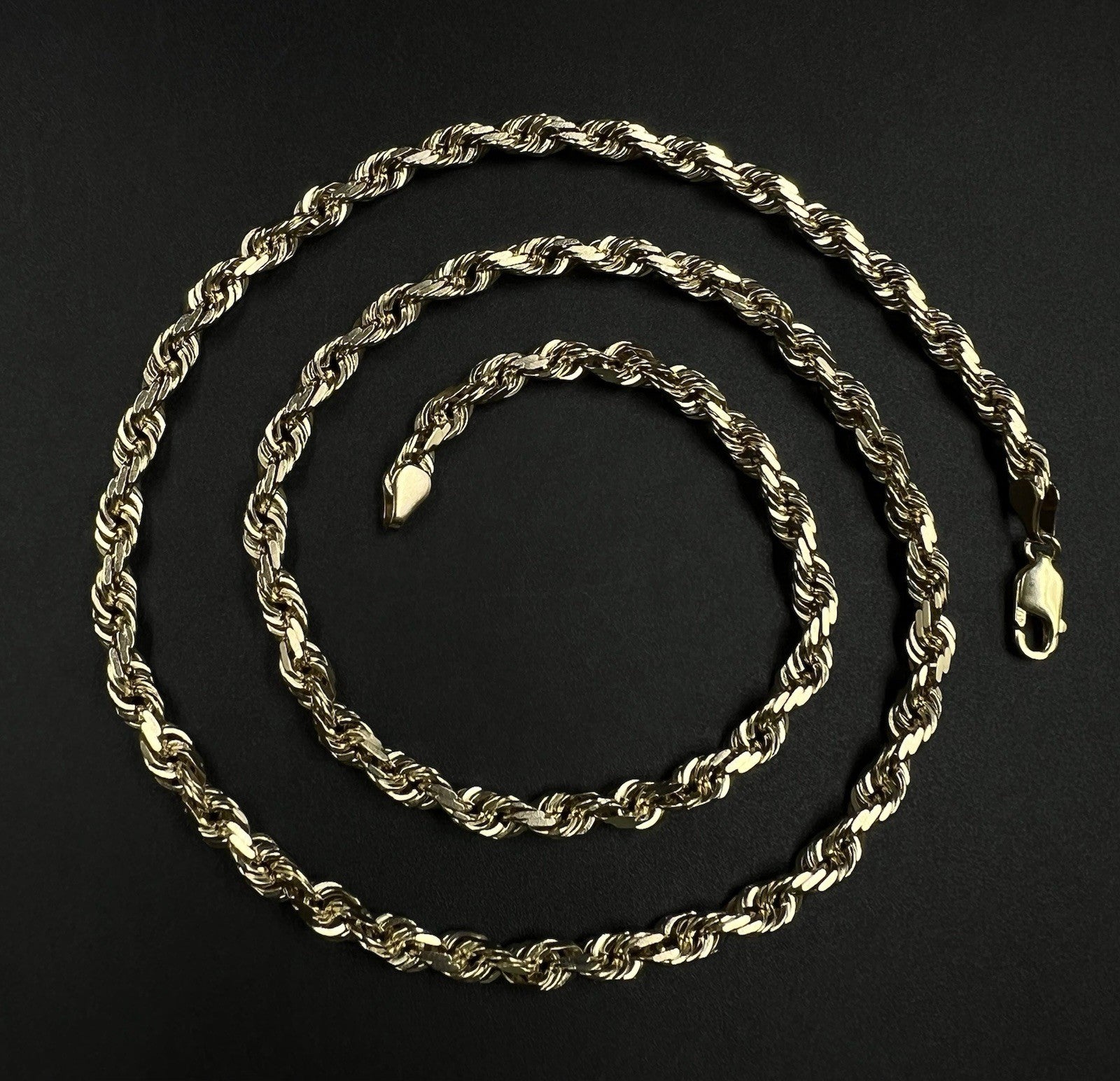 24” 10K Solid Yellow Gold Diamond Cut Rope Chain | 48.93g | 5.5mm | Lobster |