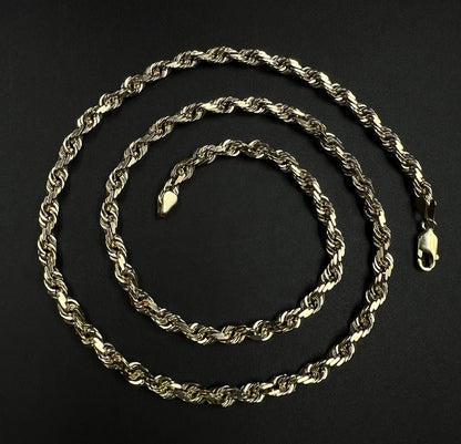 24” 10K Solid Yellow Gold Diamond Cut Rope Chain | 48.93g | 5.5mm | Lobster |