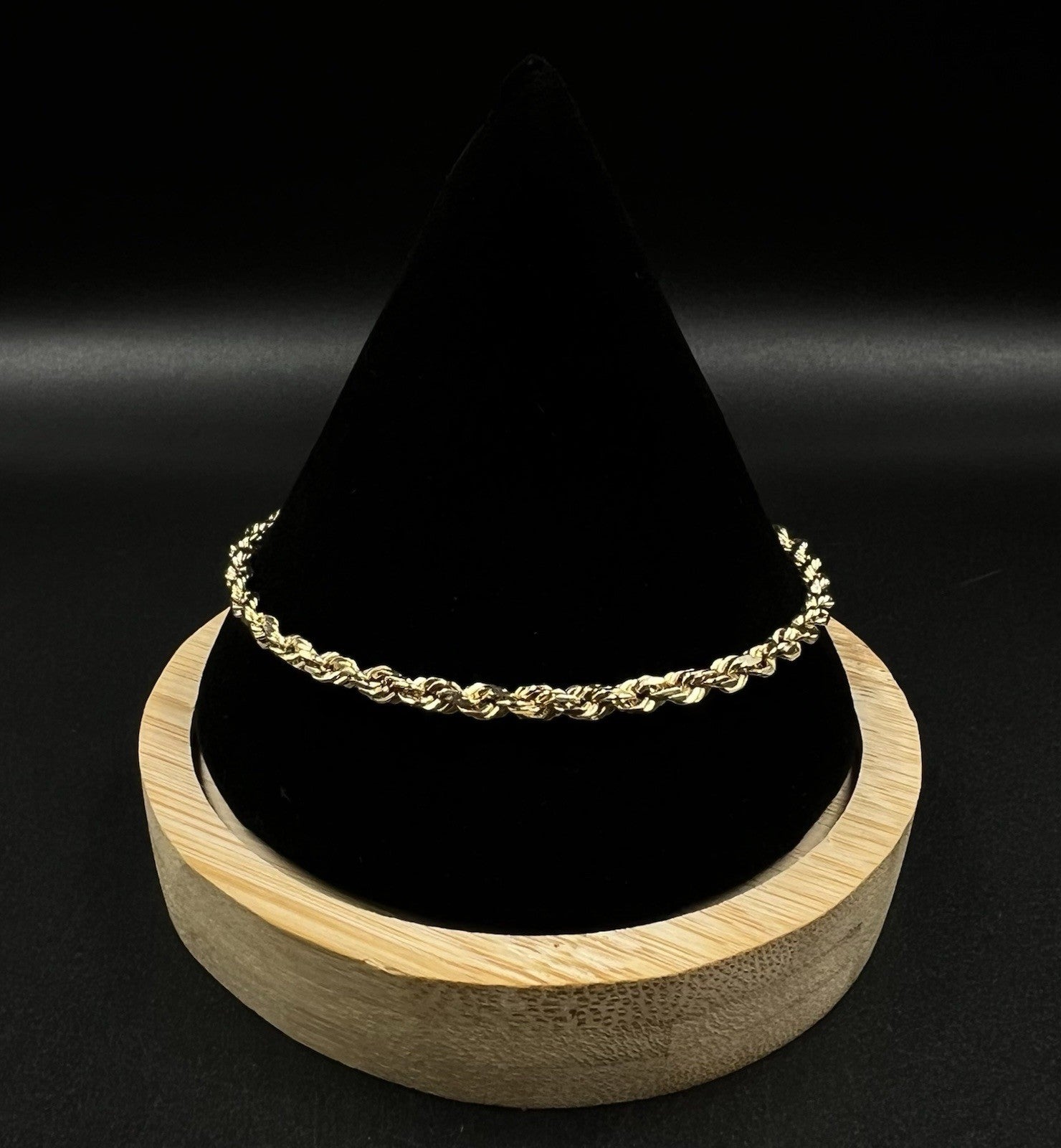 8.5” 14K Solid Yellow Gold Diamond Cut Rope Bracelet | 9.2g | 3.7MM | Lobster |