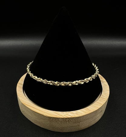 8.5” 14K Solid Yellow Gold Diamond Cut Rope Bracelet | 9.2g | 3.7MM | Lobster |