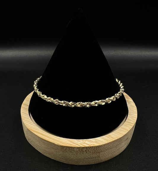 8.5” 14K Solid Yellow Gold Diamond Cut Rope Bracelet | 9.2g | 3.7MM | Lobster |