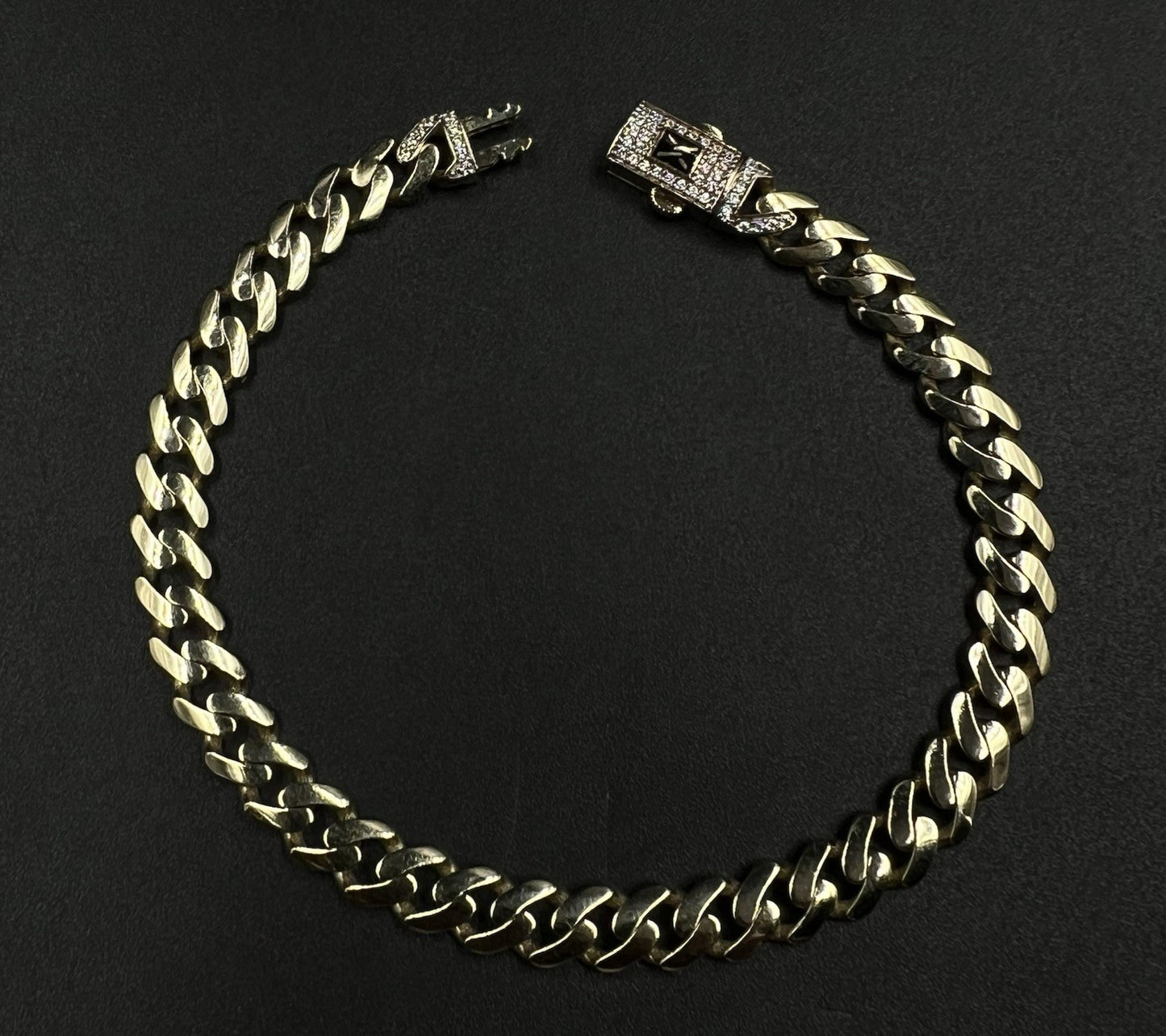 8” 14K Semi-Solid Yellow Gold Monaco Cuban Bracelet 10.17g | 6.7mm CZ Box Clasp