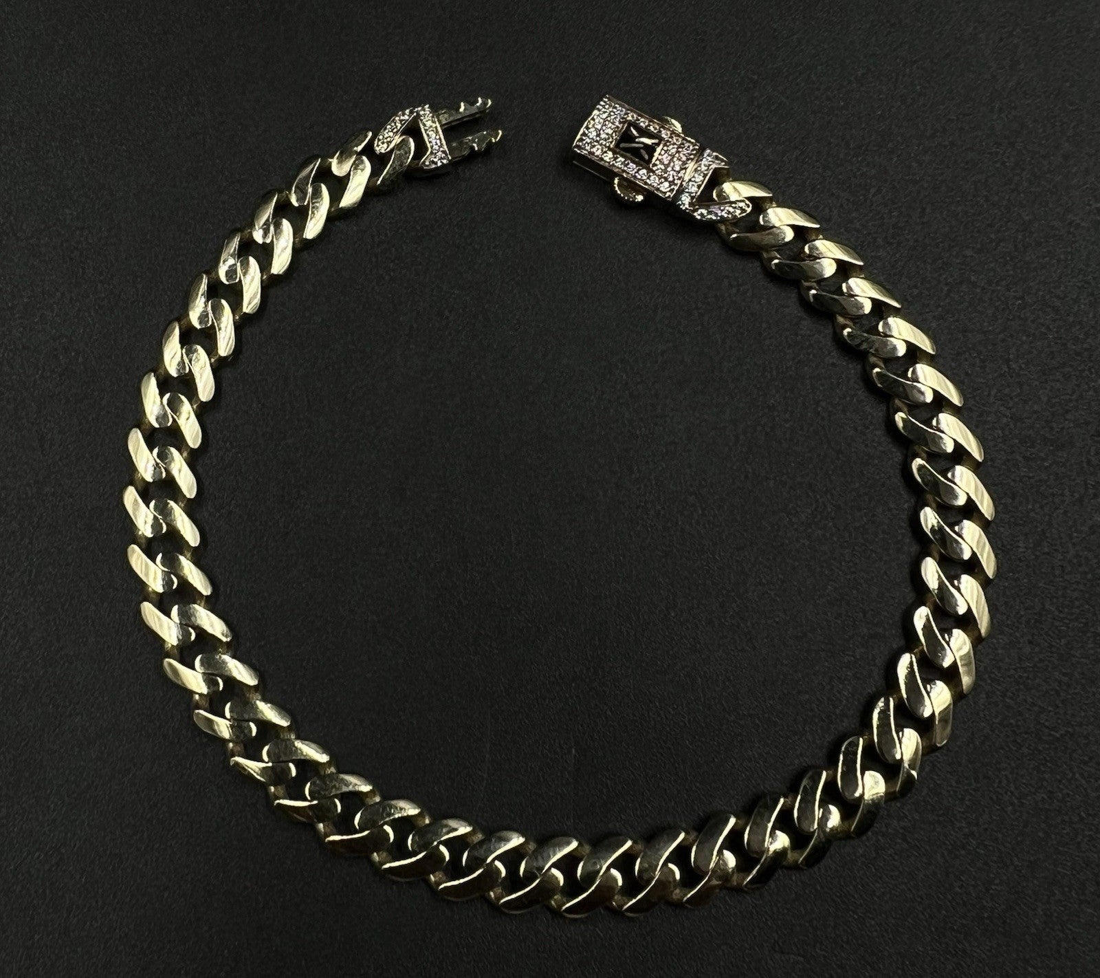 8” 14K Semi-Solid Yellow Gold Monaco Cuban Bracelet 10.17g | 6.7mm CZ Box Clasp