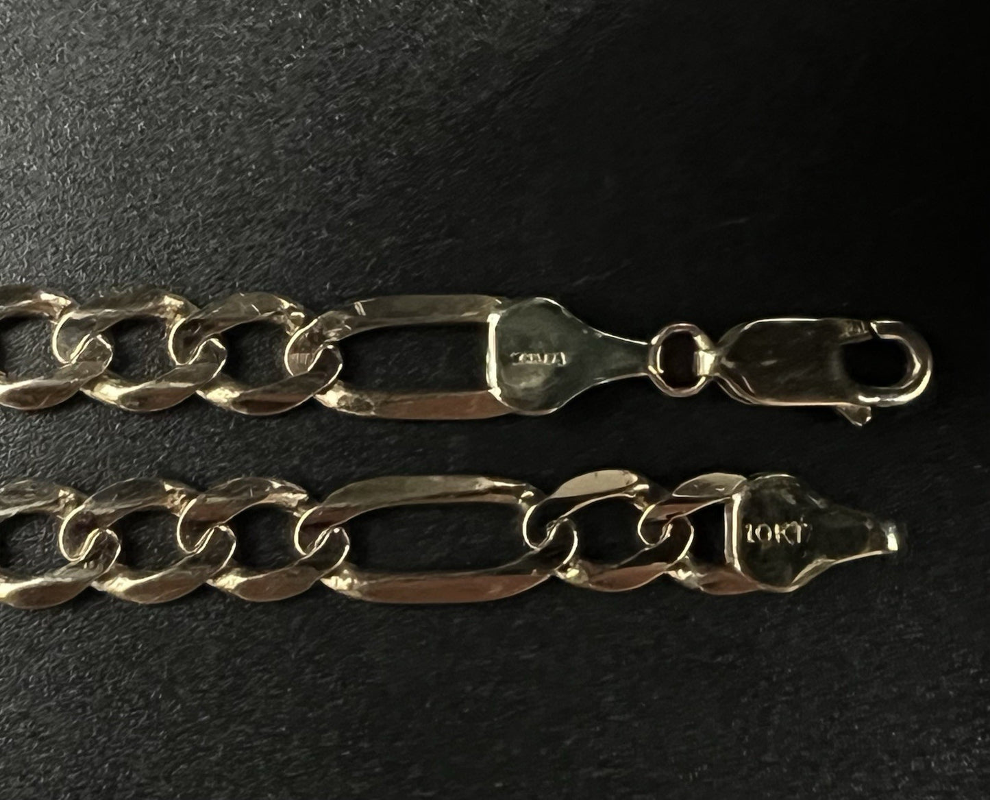 8” 10K Semi-Solid Yellow Gold Diamond Cut Figaro Bracelet 6.91g | 6mm Lobster |
