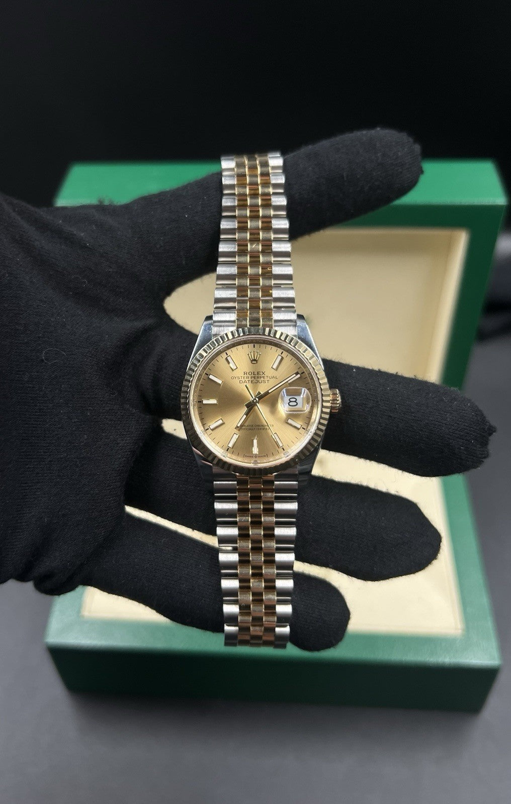 Rolex Datejust 36mm 126233 Champagne Dial 2021 Jubilee Two-Tone 18k SS Box Card