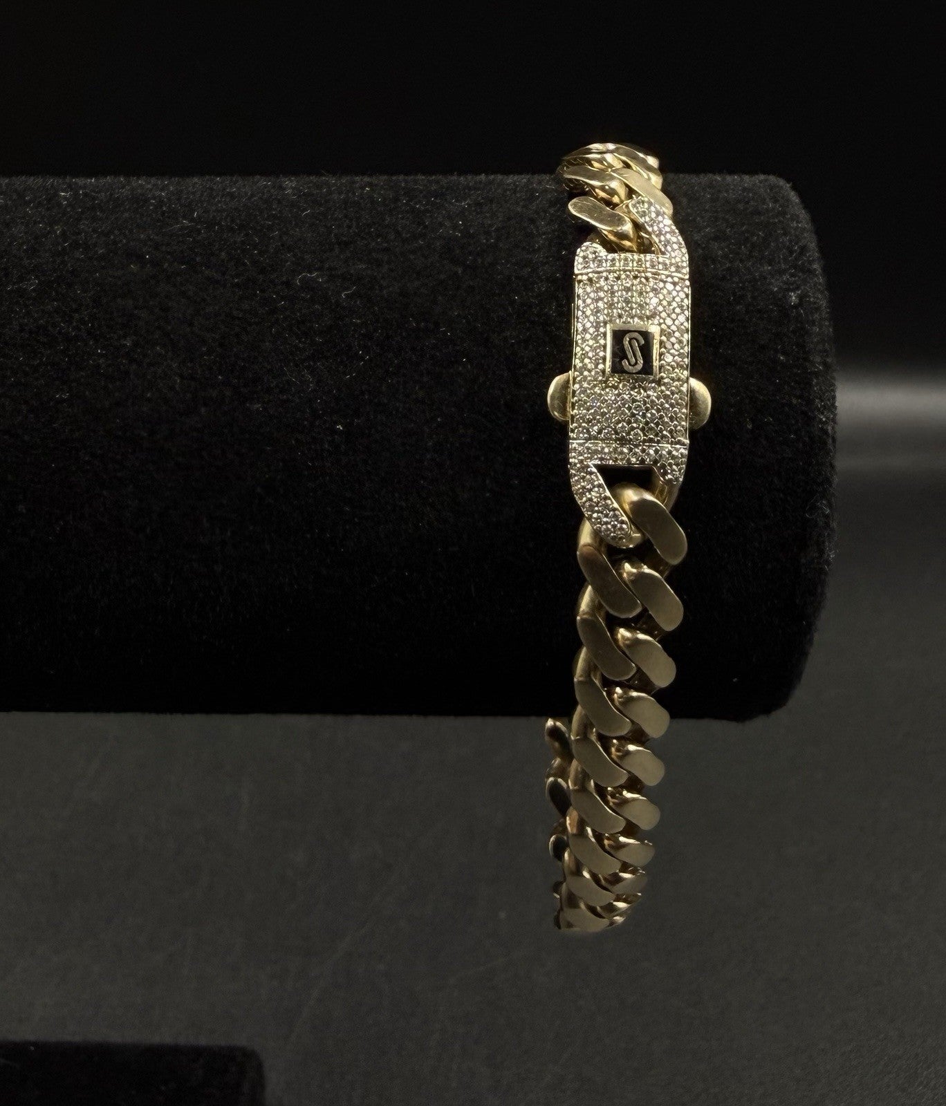 8.25” 14k Hollow Yellow Gold Monaco CZ Clasp