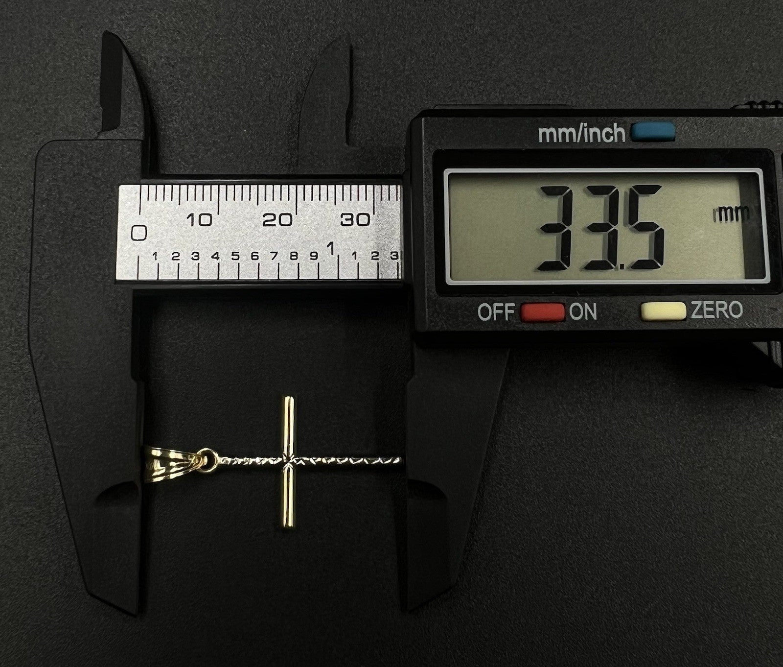 .67” x 1.32” 14K Hollow Two-Tone Gold Diamond Cut Cross Pendant .76g 4.5MM Bail