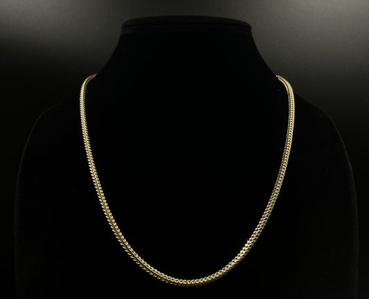 22” 10K Hollow Yellow Gold Diamond Cut Franco Box Chain | 10.46g | 3.2mm Lobster