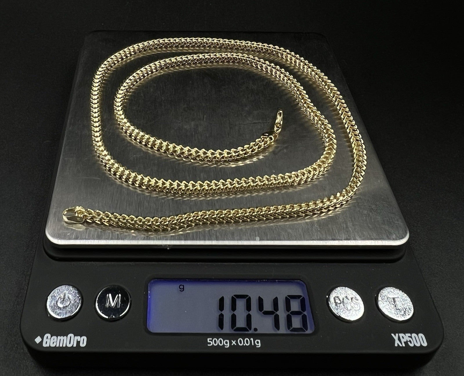 22” 10K Hollow Yellow Gold Diamond Cut Franco Box Chain | 10.46g | 3.2mm Lobster