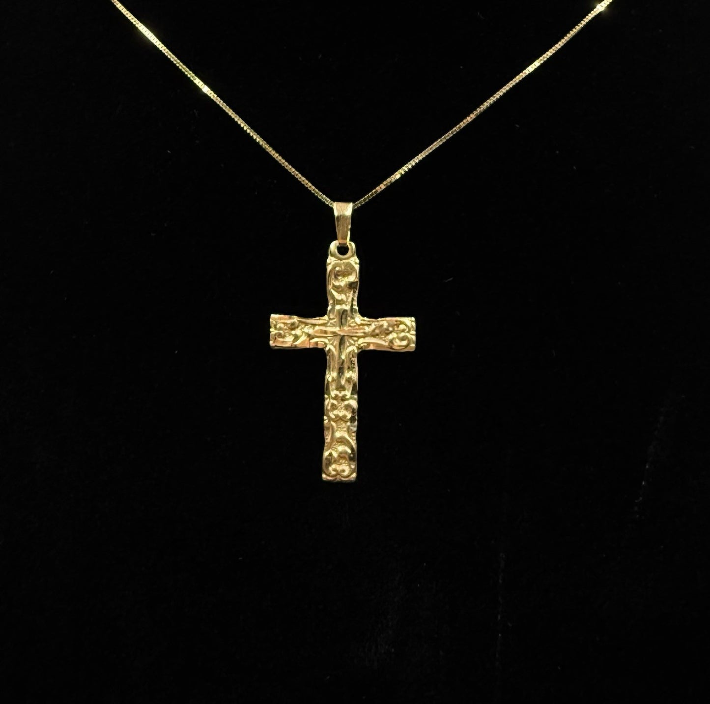 .67 x 1.22” 14k Semi Solid Yellow Gold Diamond Cut Fancy Cross .91g | 2.3mm Bail