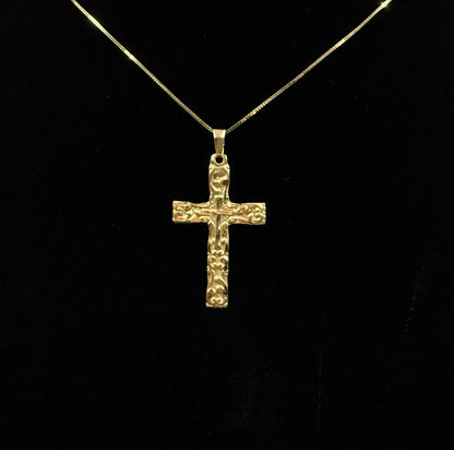 .67 x 1.22” 14k Semi Solid Yellow Gold Diamond Cut Fancy Cross .91g | 2.3mm Bail