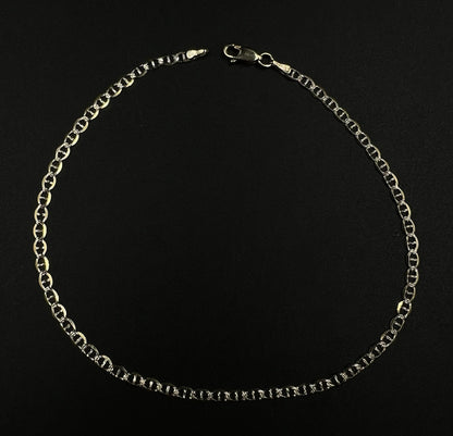10.75” 14K Hollow Yellow Gold Diamond Cut Anchor/Mariner Anklet | 2.64g | 3.1MM