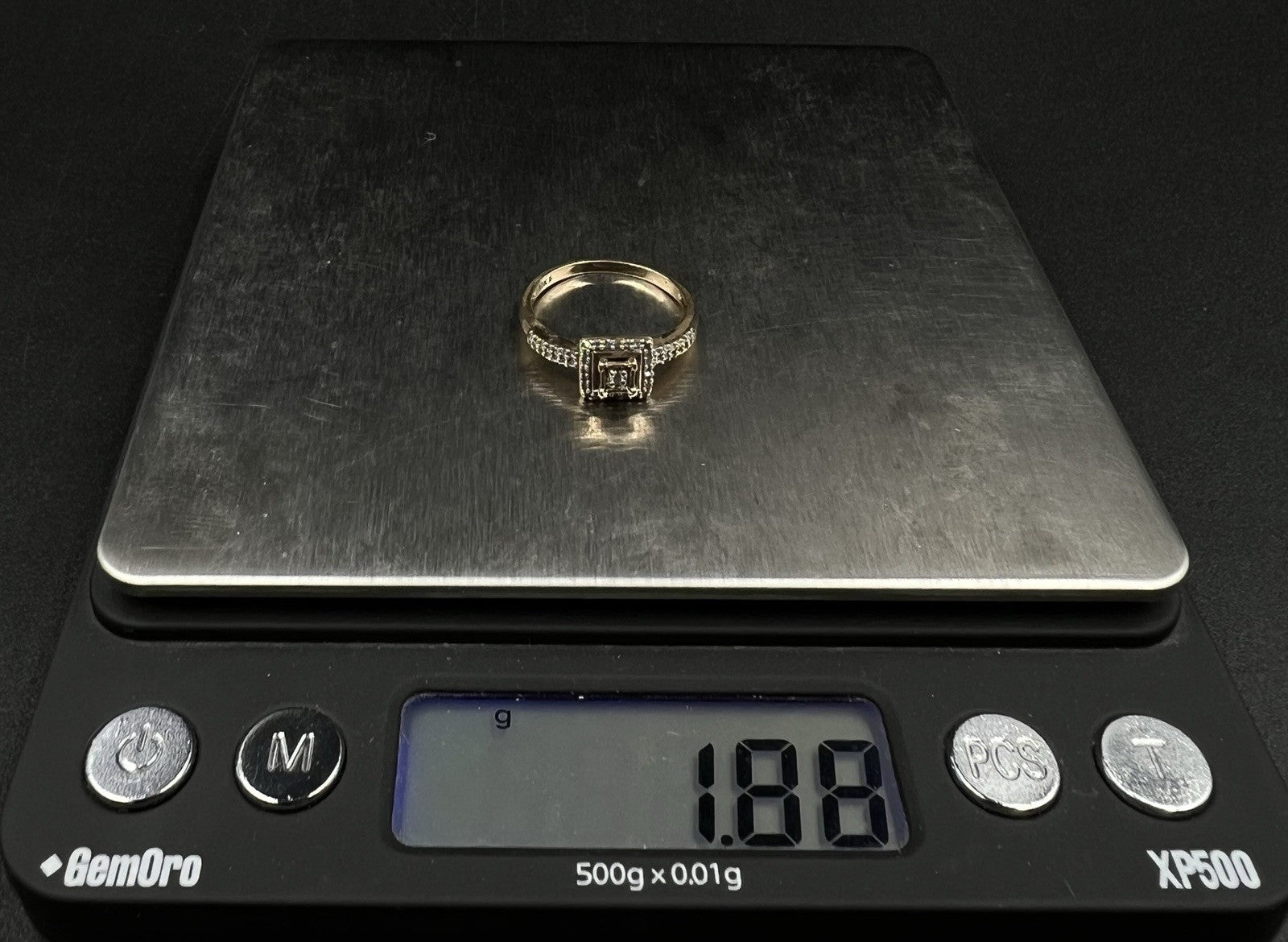 10K Semi-Solid Gold Natural Diamond Square Halo Ring Size 6 | .2ct | 1.86g