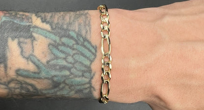 8.5” 14K Solid Yellow Gold Figaro Bracelet | 11.67g | 5.6mm | Italy | Lobster |