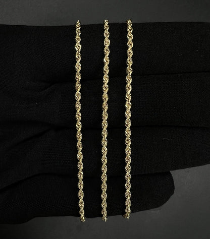 18.25” 14K Hollow Yellow Gold Rope Chain | 2.15g | 2.2MM | Lobster Clasp |