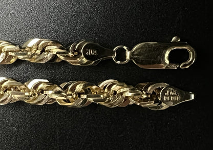 22.75” 10K Solid Yellow Gold Diamond Cut Rope Chain | 36.07g | 5.4MM | Lobster |