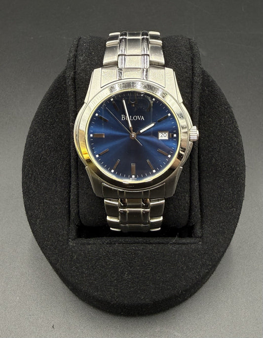 Bulova 38MM Men’s Classic Blue Sunburst Dial Stainless Steel Date Watch C860882