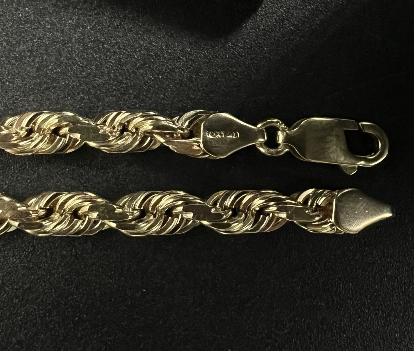 24” 10K Solid Yellow Gold Diamond Cut Rope Chain | 48.93g | 5.5mm | Lobster |