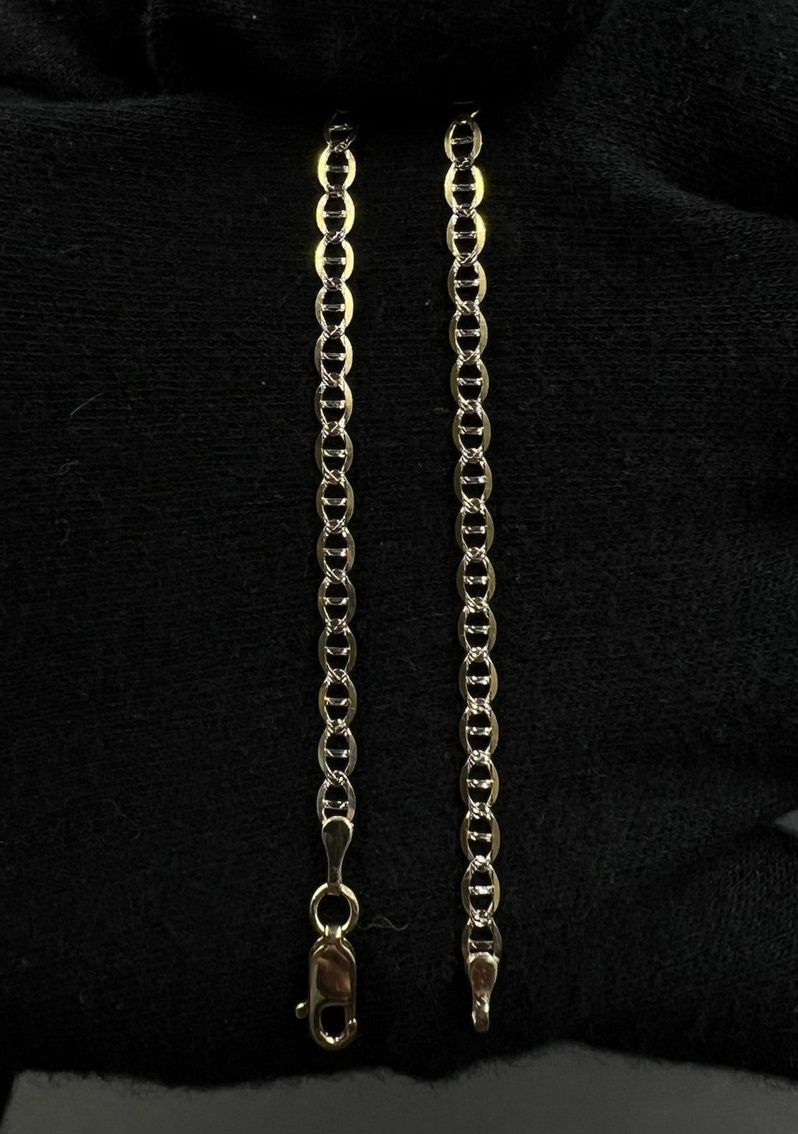10.75” 14K Hollow Yellow Gold Diamond Cut Anchor/Mariner Anklet | 2.64g | 3.1MM