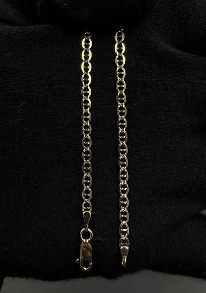 10.75” 14K Hollow Yellow Gold Diamond Cut Anchor/Mariner Anklet | 2.64g | 3.1MM