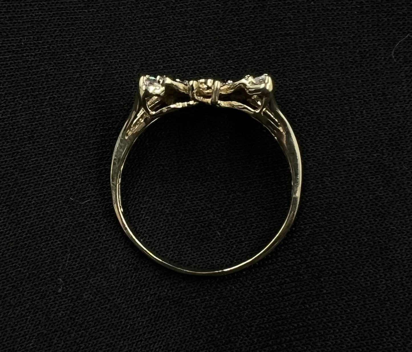 10K Solid Yellow Gold Natural Diamond Baguette Butterfly Ring ~.2ct Size 9 2.79g