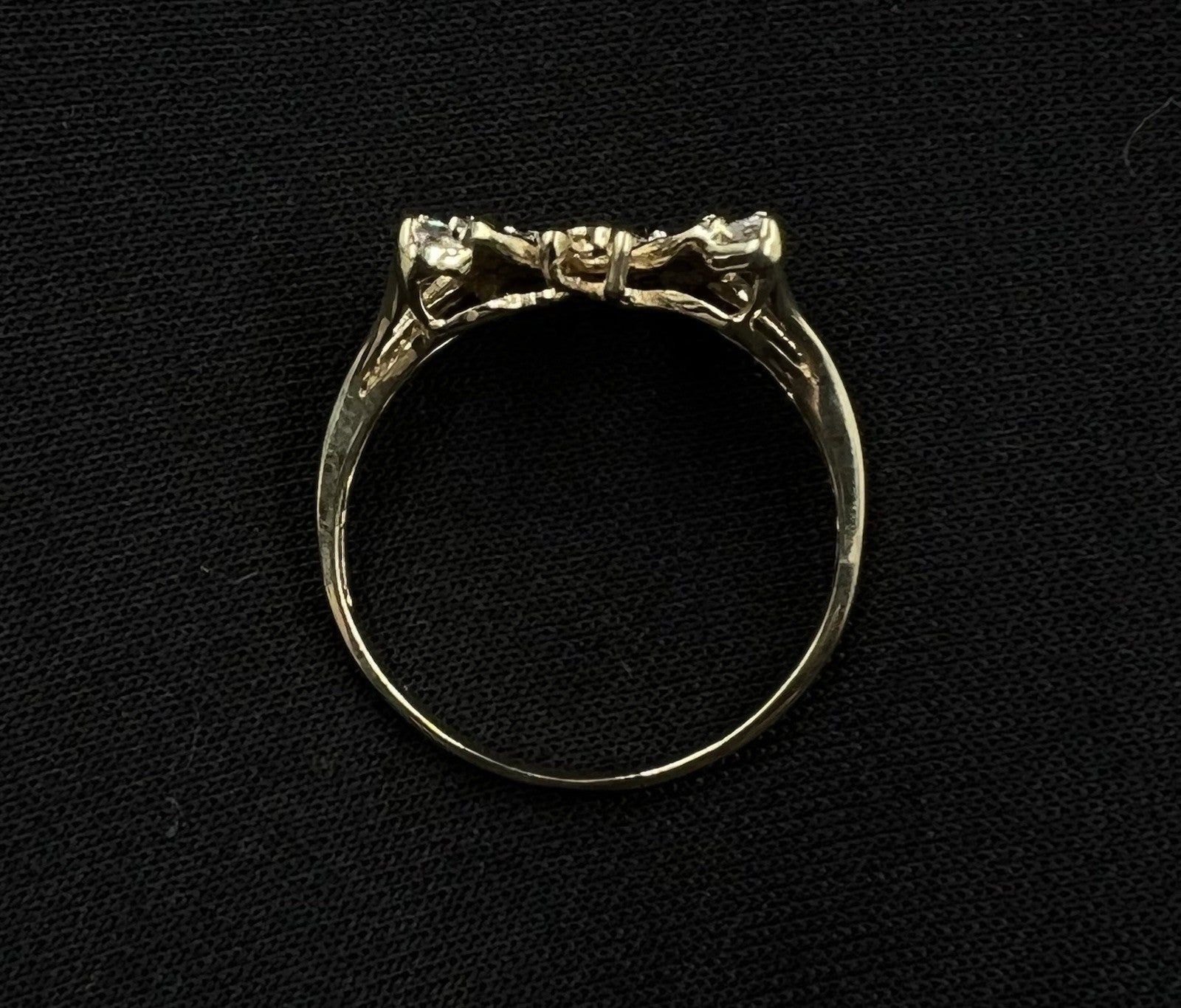 10K Solid Yellow Gold Natural Diamond Baguette Butterfly Ring ~.2ct Size 9 2.79g
