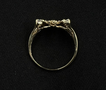 10K Solid Yellow Gold Natural Diamond Baguette Butterfly Ring ~.2ct Size 9 2.79g
