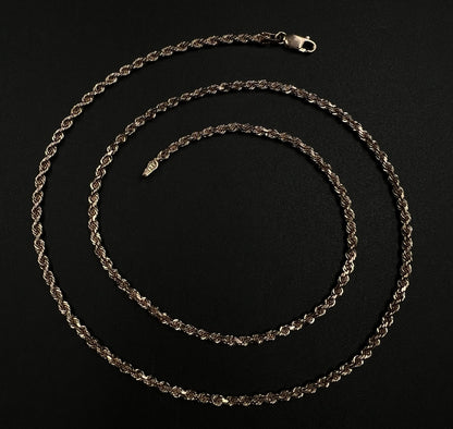 22” 10K Semi-Solid Rose Gold Diamond Cut Rope Chain | 13.66g | 2.8MM | Lobster