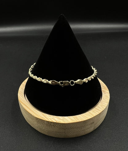 8” 14K Semi-Solid Yellow Gold Diamond Cut Rope Bracelet | 6.24g | 3.5MM | OR |