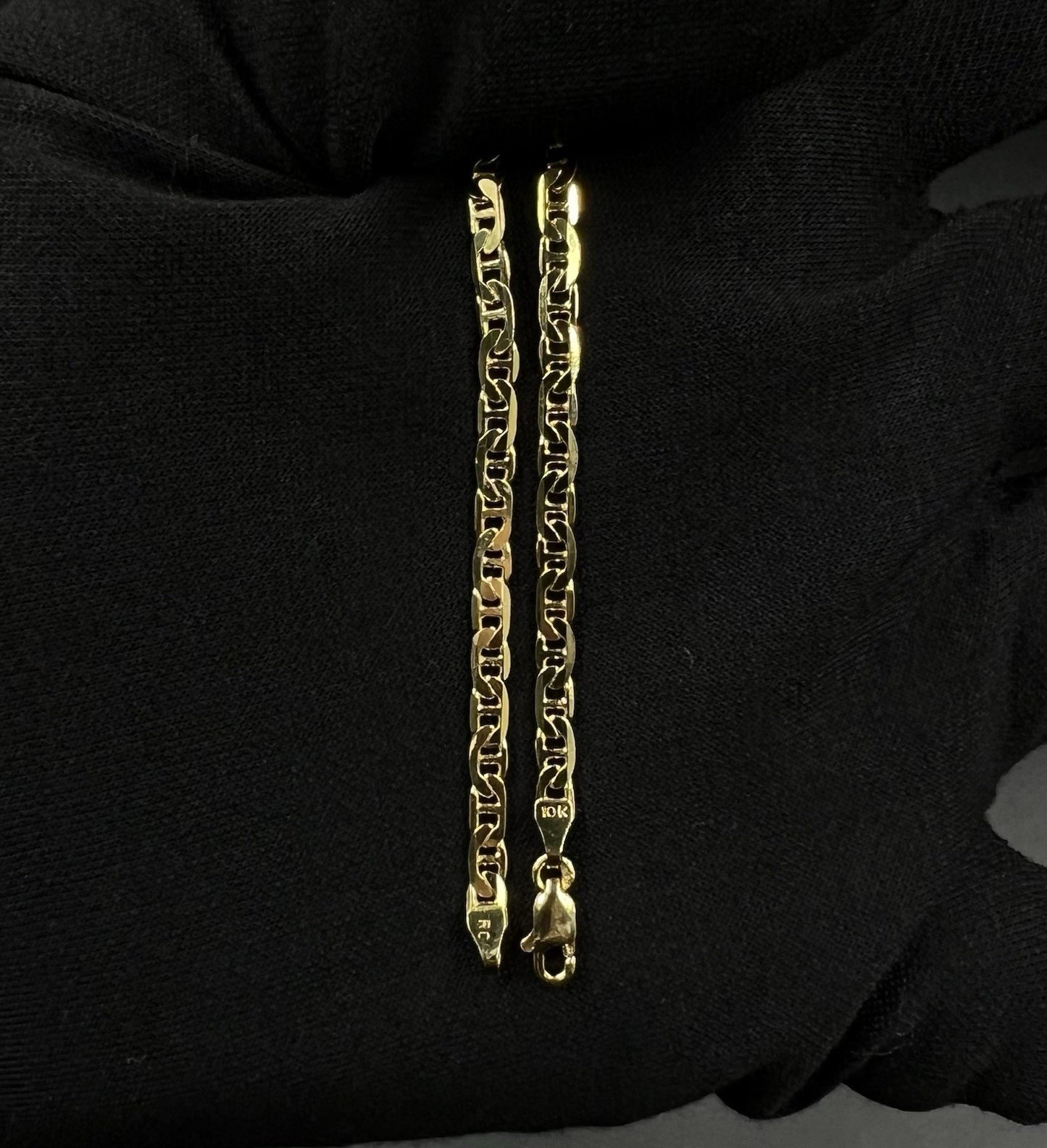 7” 10K Semi-Solid Yellow Gold Diamond Cut Anchor/Mariner Bracelet 3.21g | 3.2mm
