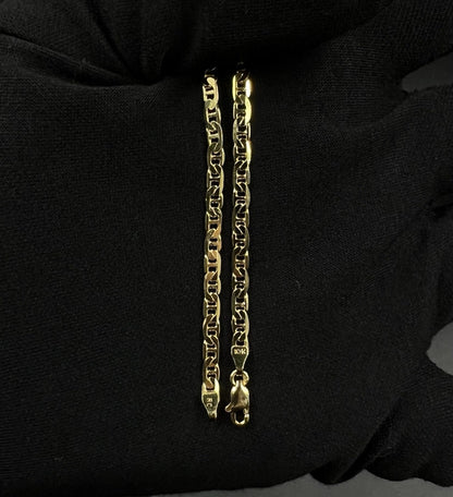 7” 10K Semi-Solid Yellow Gold Diamond Cut Anchor/Mariner Bracelet 3.21g | 3.2mm