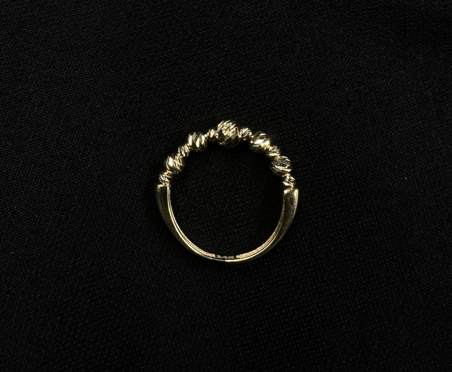 14K Solid Yellow Gold Diamond Cut Mooncut Bead Ring | Size 4.5 | 1.42g |
