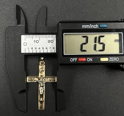 .85” x 1.4” 14K Hollow Two-Tone Gold Crucifix Pendant | 1.66g | 2.5MM Bail |