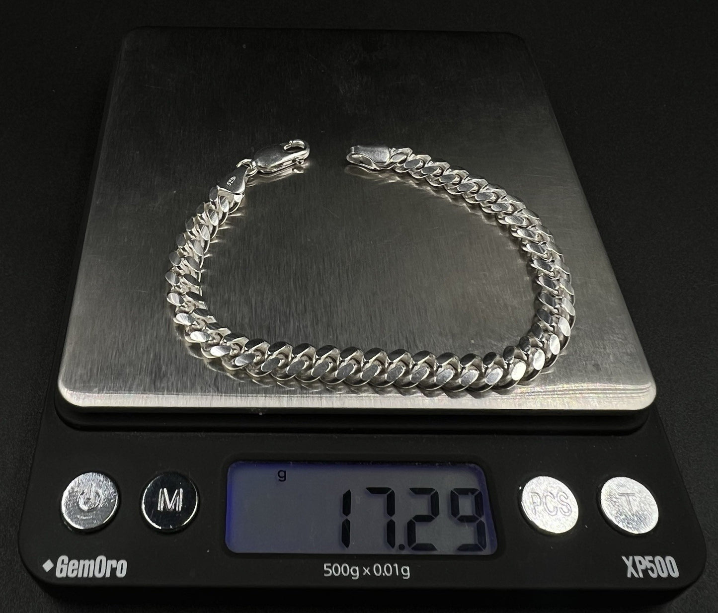 7.25” 925 Solid Sterling Silver Miami Cuban Bracelet | 17.29g | 6.3mm | Italy |