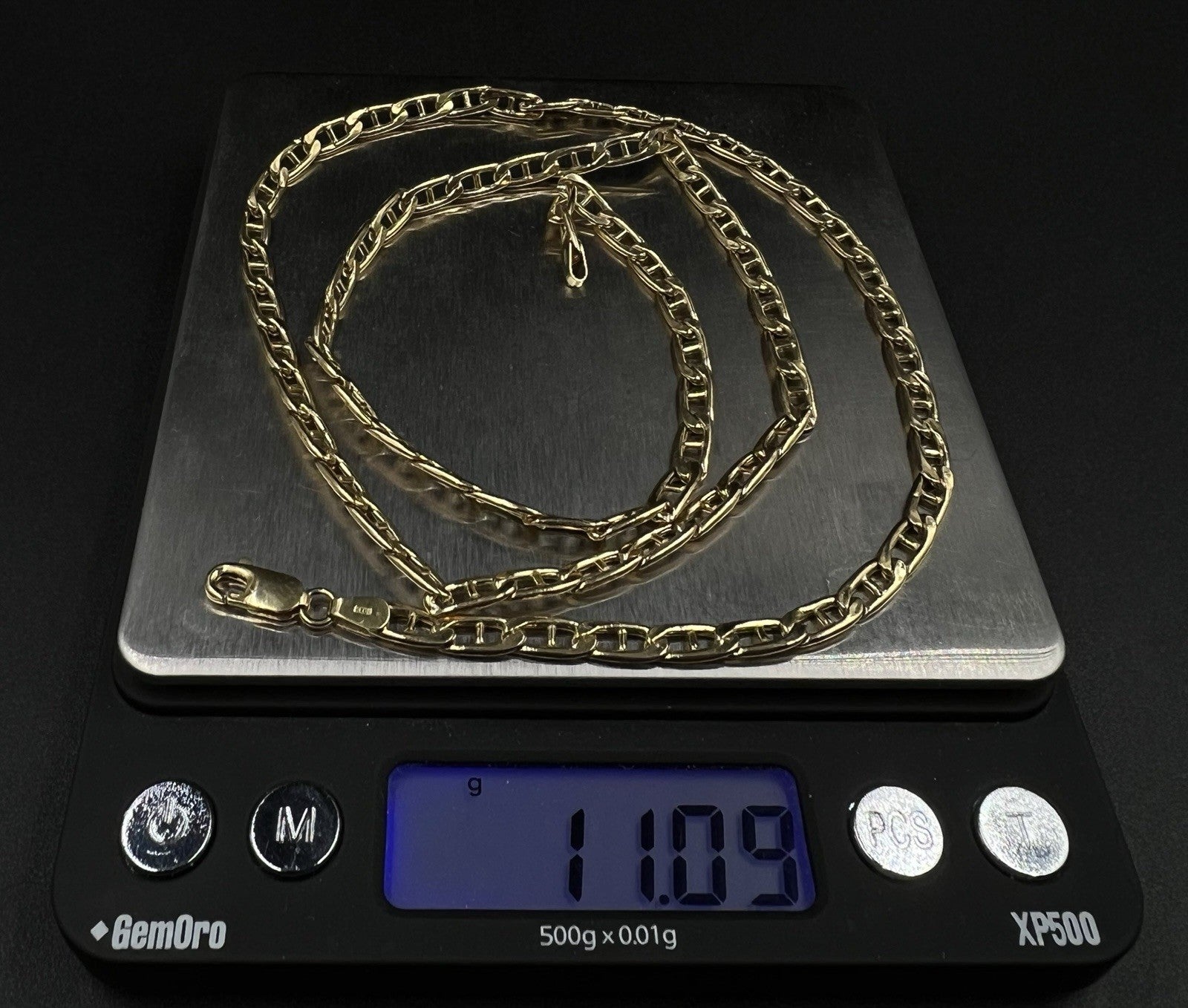 24” 10K Hollow Yellow Gold Diamond Cut Gucci Mariner Chain 11.07g | 4.3MM Italy