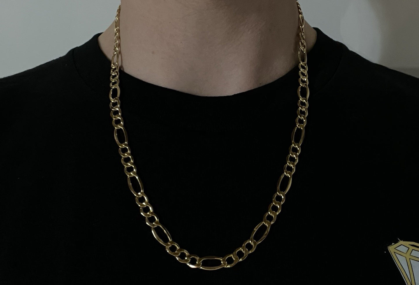 22” 14k Hollow Yellow Gold Diamond Cut Figaro Chain 10.74g | 7mm | Italy Lobster