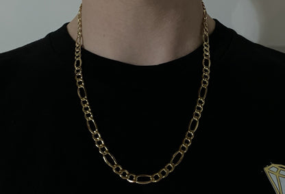 22” 14k Hollow Yellow Gold Diamond Cut Figaro Chain 10.74g | 7mm | Italy Lobster