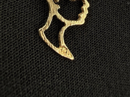 .57” 14K Semi Solid Yellow Gold Diamond-Cut Nefertiti Pendant .7g | 2mm Bail |