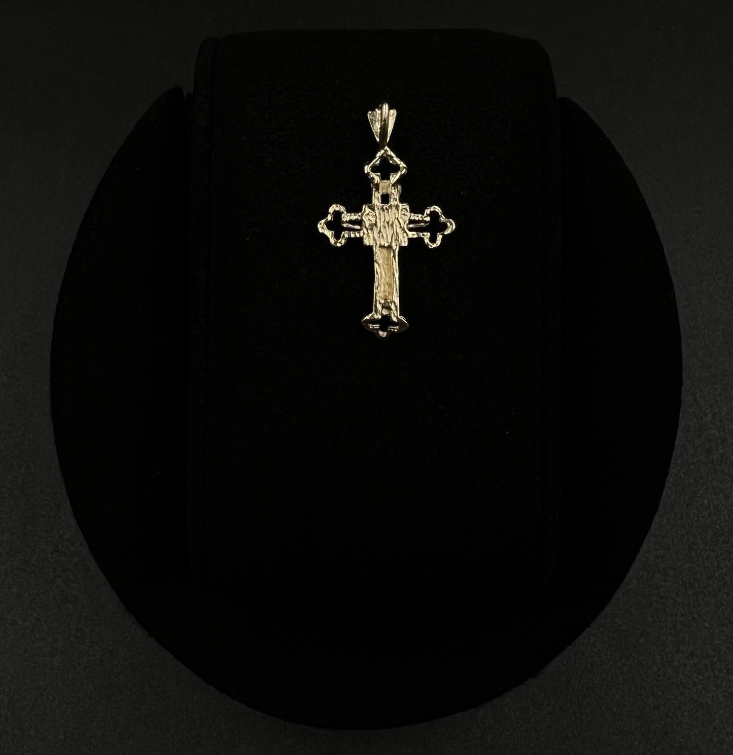 .6” x 1.05” 14K Solid Yellow Gold Diamond Cut Crucifix Pendant 1.08g 2.8mm Bail