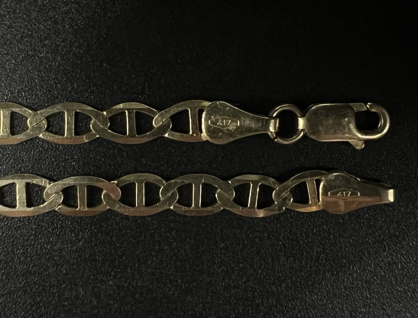 9” 10K Semi-Solid Yellow Gold Diamond Cut Anchor/Mariner Bracelet 3.66g | 4.2mm