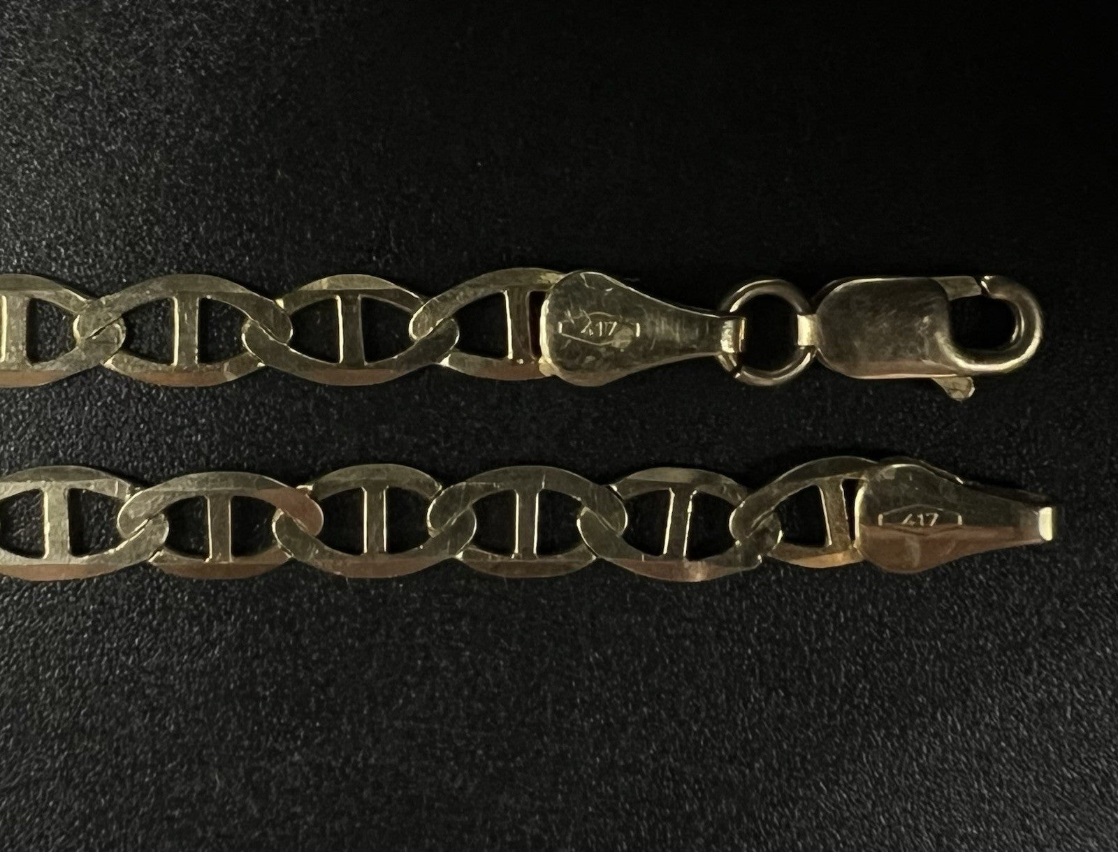 9” 10K Semi-Solid Yellow Gold Diamond Cut Anchor/Mariner Bracelet 3.66g | 4.2mm