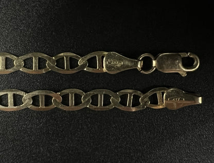 9” 10K Semi-Solid Yellow Gold Diamond Cut Anchor/Mariner Bracelet 3.66g | 4.2mm
