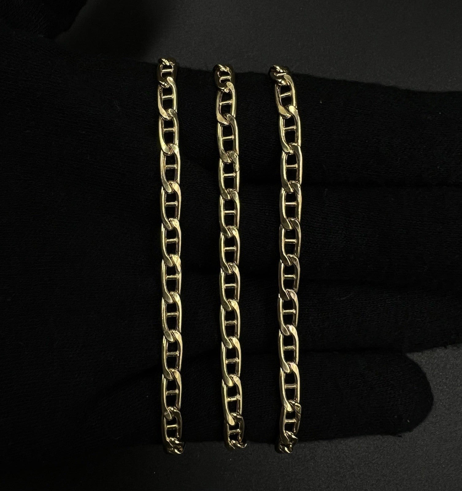 24” 10K Hollow Yellow Gold Diamond Cut Gucci Mariner Chain 11.07g | 4.3MM Italy