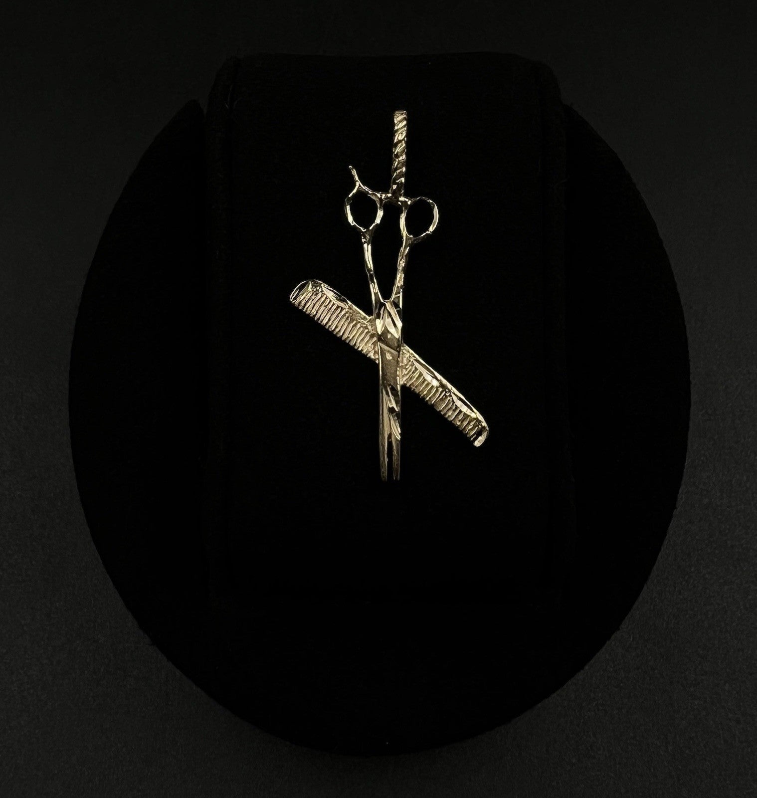.94” x 1.68” 14K Solid Yellow Gold Barber Pendant  2.51g | 3.5 x 5mm Bail |