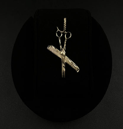 .94” x 1.68” 14K Solid Yellow Gold Barber Pendant  2.51g | 3.5 x 5mm Bail |