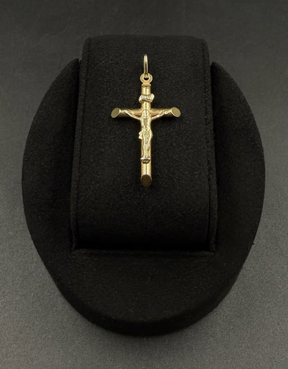.83” x 1.6” 14k Hollow Yellow Gold Crucifix Pendant | 1.86g | 3.2mm x 6mm Bail