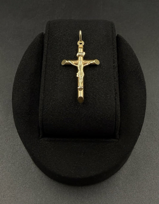 .83” x 1.6” 14k Hollow Yellow Gold Crucifix Pendant | 1.86g | 3.2mm x 6mm Bail