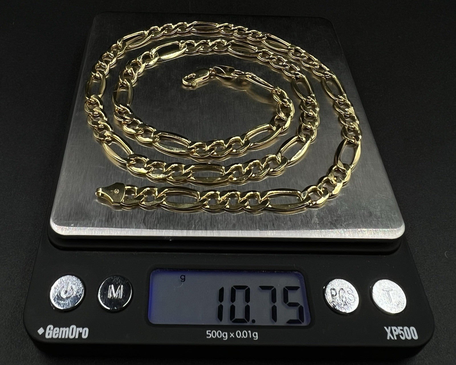 22” 14k Hollow Yellow Gold Diamond Cut Figaro Chain 10.74g | 7mm | Italy Lobster